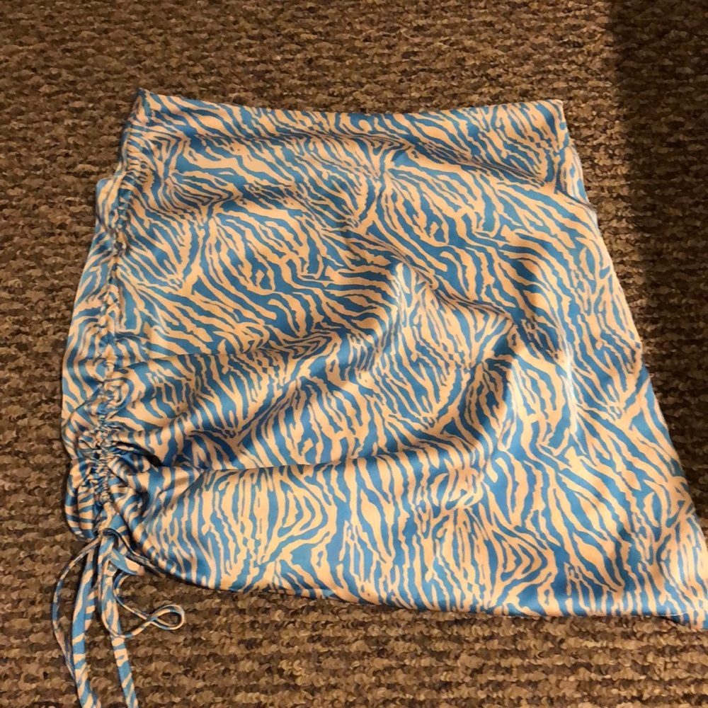 Shein zebra print drawstring satin skirt